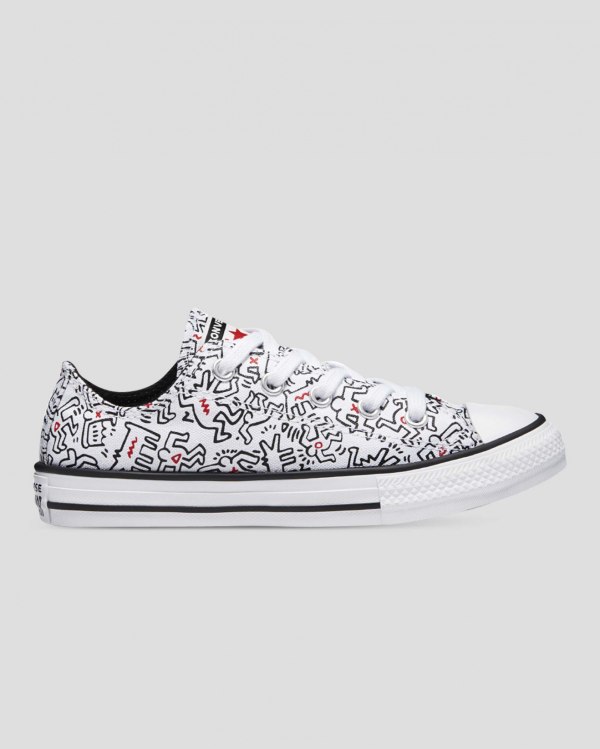 Converse X Keith Haring Chuck Taylor All Star Hvide Sko Danmark - Converse Lave Sneakers Børn - 3980